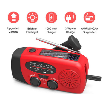 Solar & Hand Crank Emergency Radio with Flashlight and USB Charging