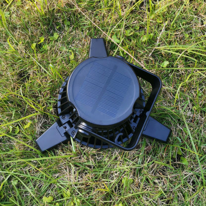 Solar Camping Fan with LED Light – Rechargeable for Off-Grid Trips
