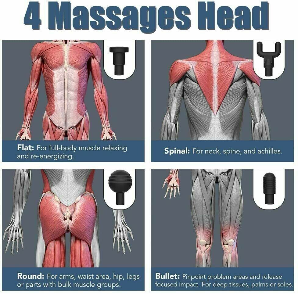 Percussion Massage Gun Deep Tissue Massager With 4 Heads