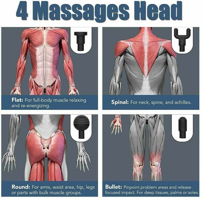 Percussion Massage Gun Deep Tissue Massager With 4 Heads
