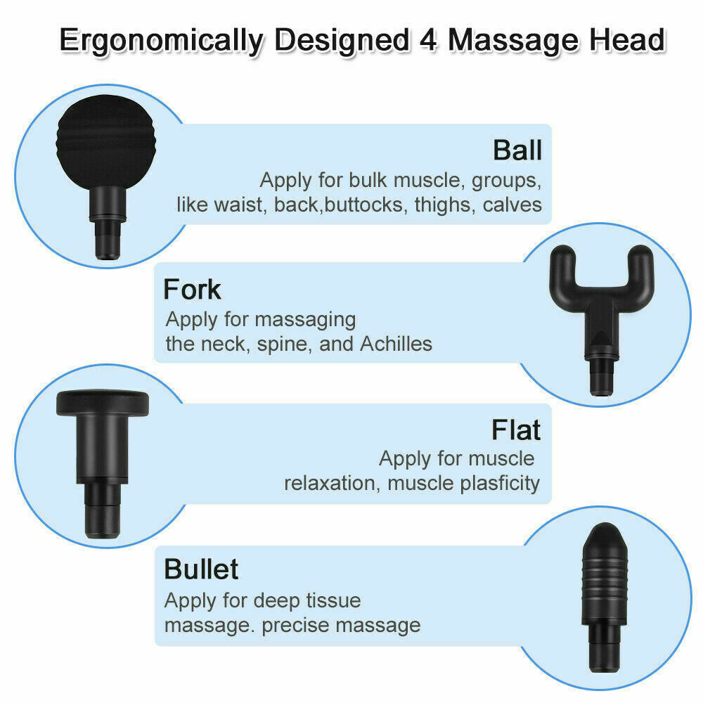 Percussion Massage Gun Deep Tissue Massager With 4 Heads