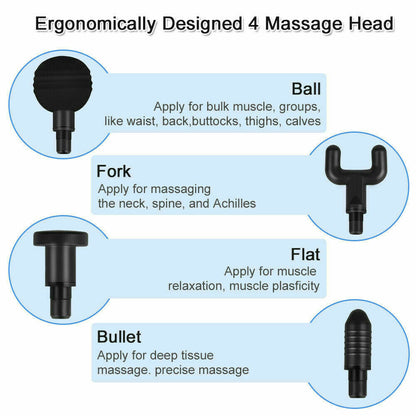 Percussion Massage Gun Deep Tissue Massager With 4 Heads