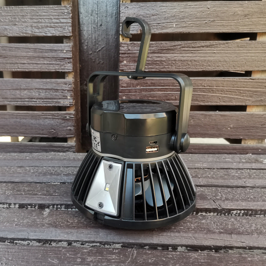 Solar Camping Fan with LED Light – Rechargeable for Off-Grid Trips