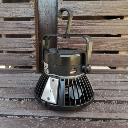 Solar Camping Fan with LED Light – Rechargeable for Off-Grid Trips