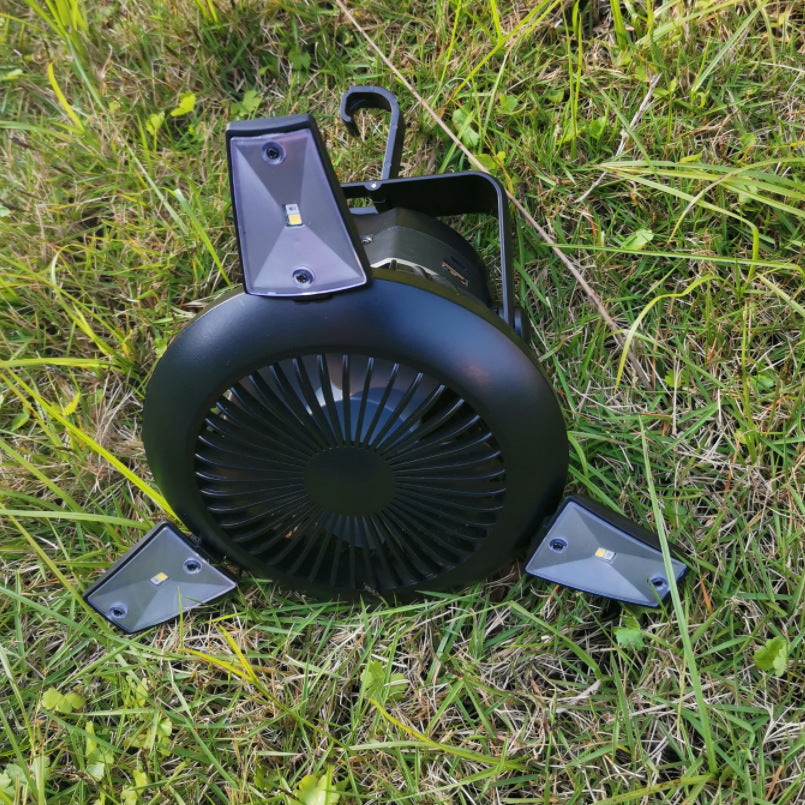 Solar Camping Fan with LED Light – Rechargeable for Off-Grid Trips
