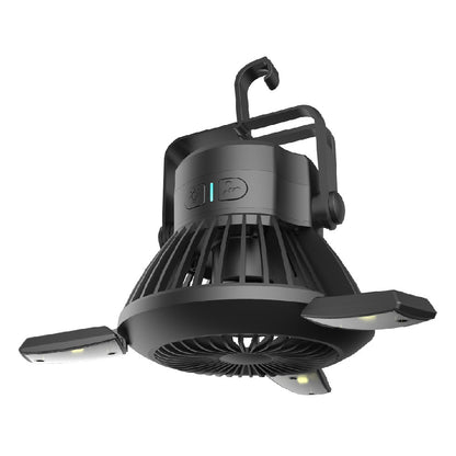 Solar Camping Fan with LED Light – Rechargeable for Off-Grid Trips