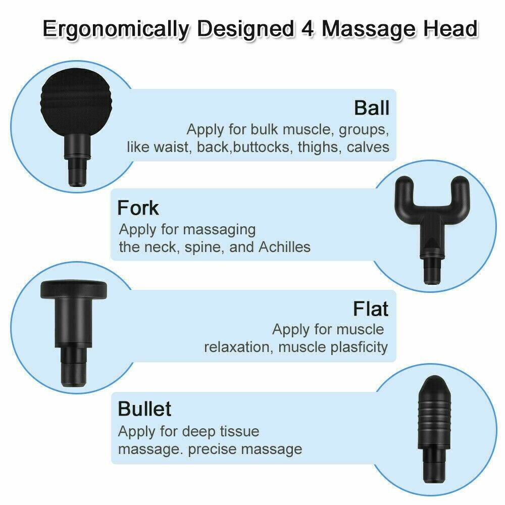 Percussion Massage Gun Deep Tissue Massager With 4 Heads