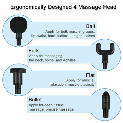 Percussion Massage Gun Deep Tissue Massager With 4 Heads